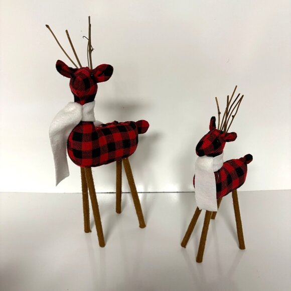 Buffalo Plaid Reindeer Trees Dog Decor Set Rustic Country Farmhouse Christmas - Picture 2 of 5
